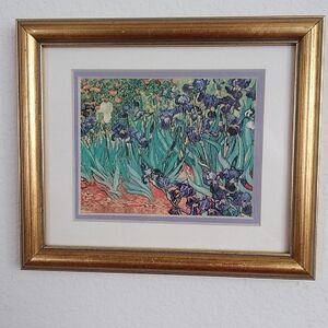 Van Gogh Irises Print Framed Under Glass